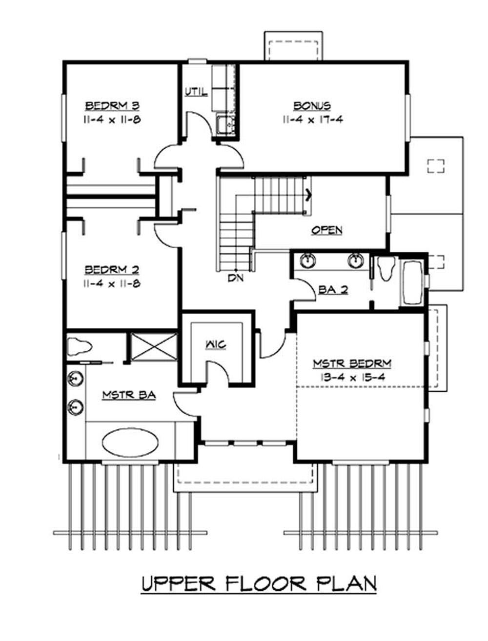 Floor Plan Second Story of Craftsman Plan #115-1427